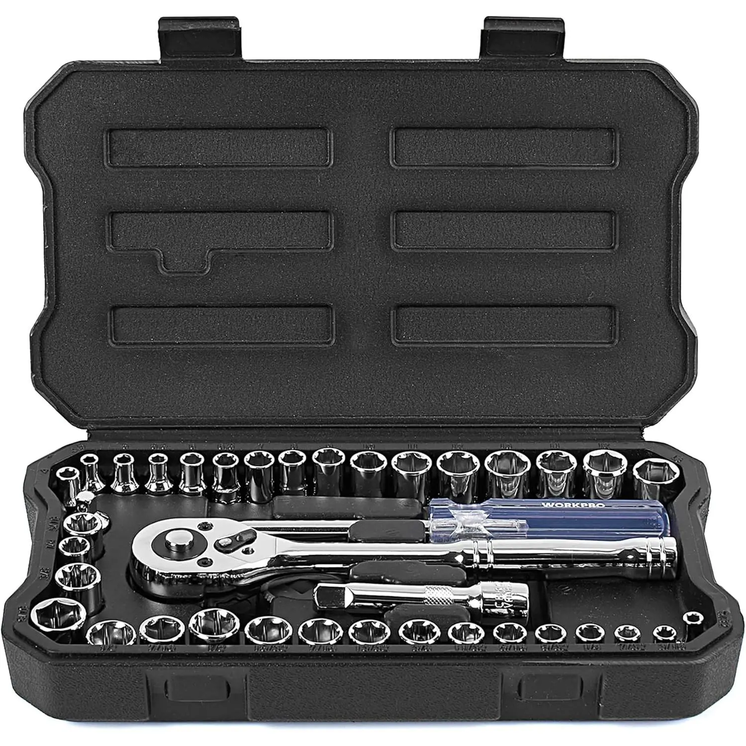 3 Drive CR-V Set(1/4" & 3/8")| Metric & SAE, Quick-Release Ratchet Wrench, Extension Bar, Spinner Handle & Adapter, Compact, Automotive Repair