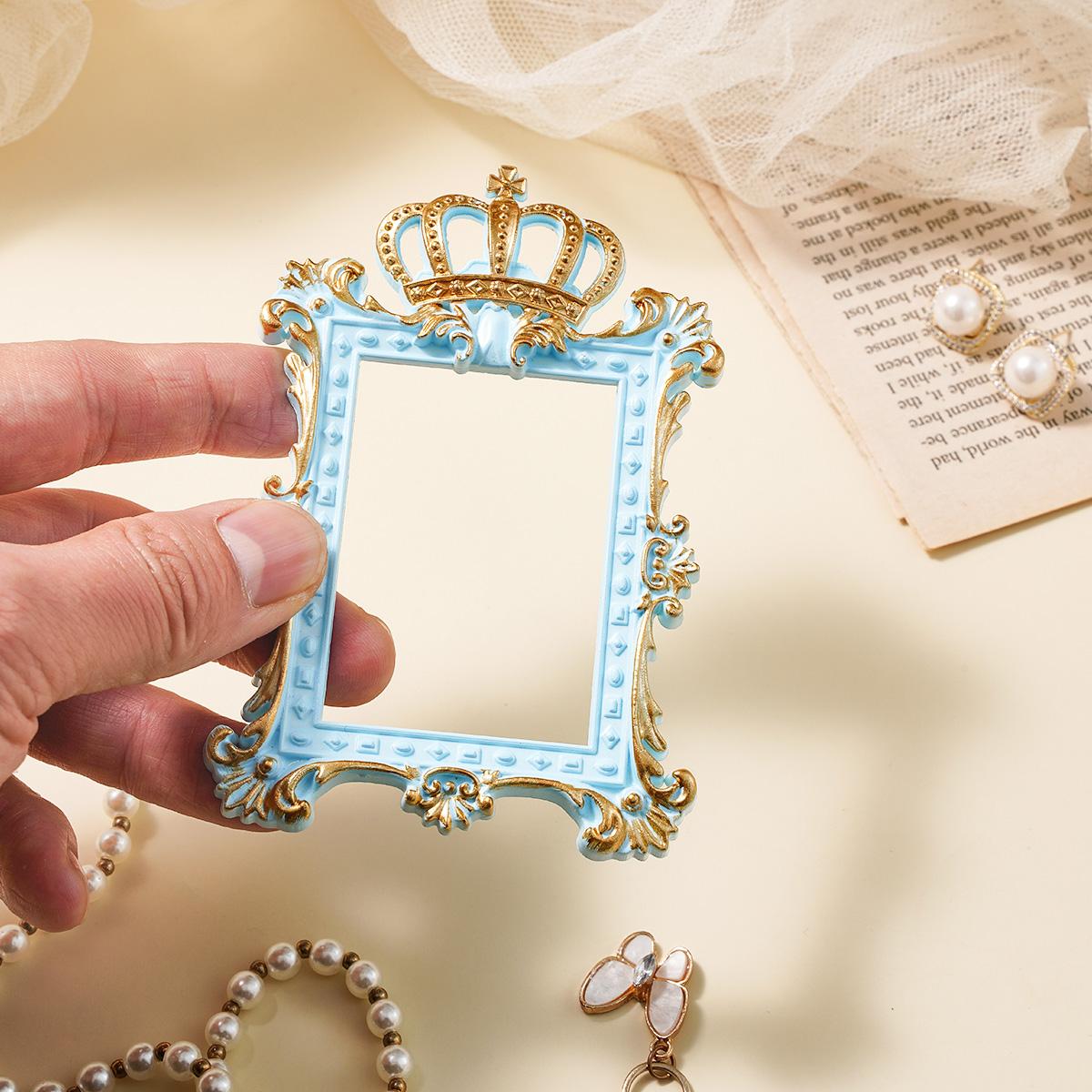 European Crown 3D Pattern Frame Decorative Item, Resin DIY Decoration, Multi-Color Options, Bathroom Accessory, Photo Prop, DIY Ornament