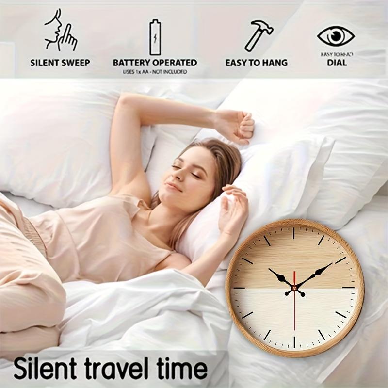 2D Flat. 1pc. Natural Wood Grain Themed Wall Clock, Silent Decorative Clock, Creative Wall Clock, Suitable for Decorating Bedrooms, Living Rooms, And Offices, Available in 25/30 cm (Batteries Not Included)