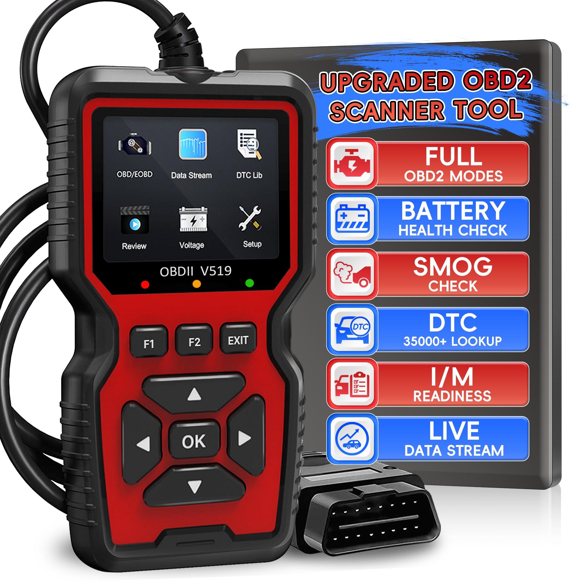Enhanced Obd2 Scanner Code Reader, Car Engine Check Tool, Automotive Diagnostic Scanner, Reads and Erases Fault Codes, Fits All Obd Ii Cars Since 1996, No Battery Needed