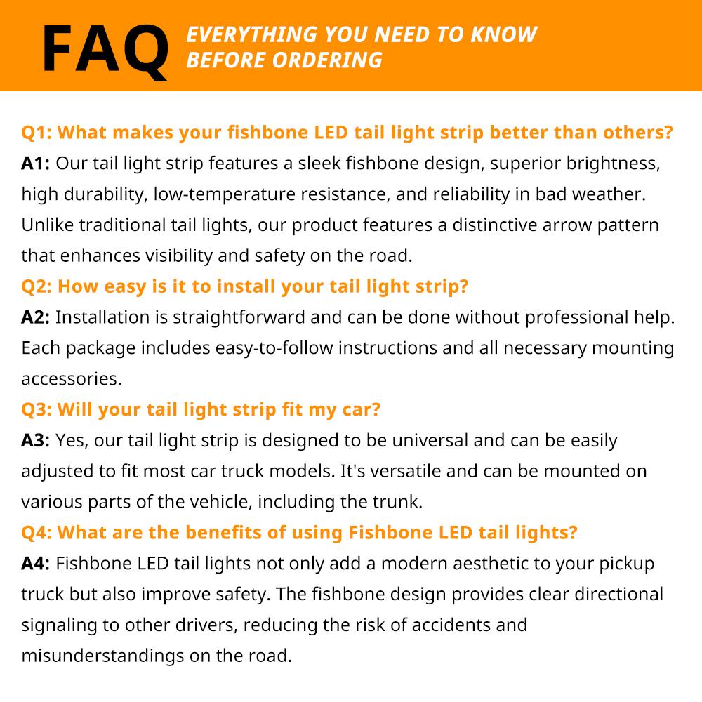 48 Inch LED Tailgate Light Bar, Fishbone Shaped LED Light Bar with Installation Instruction, Turn Signal Strip Strobe Light Bar for Truck SUV RV VAN Jeep Car