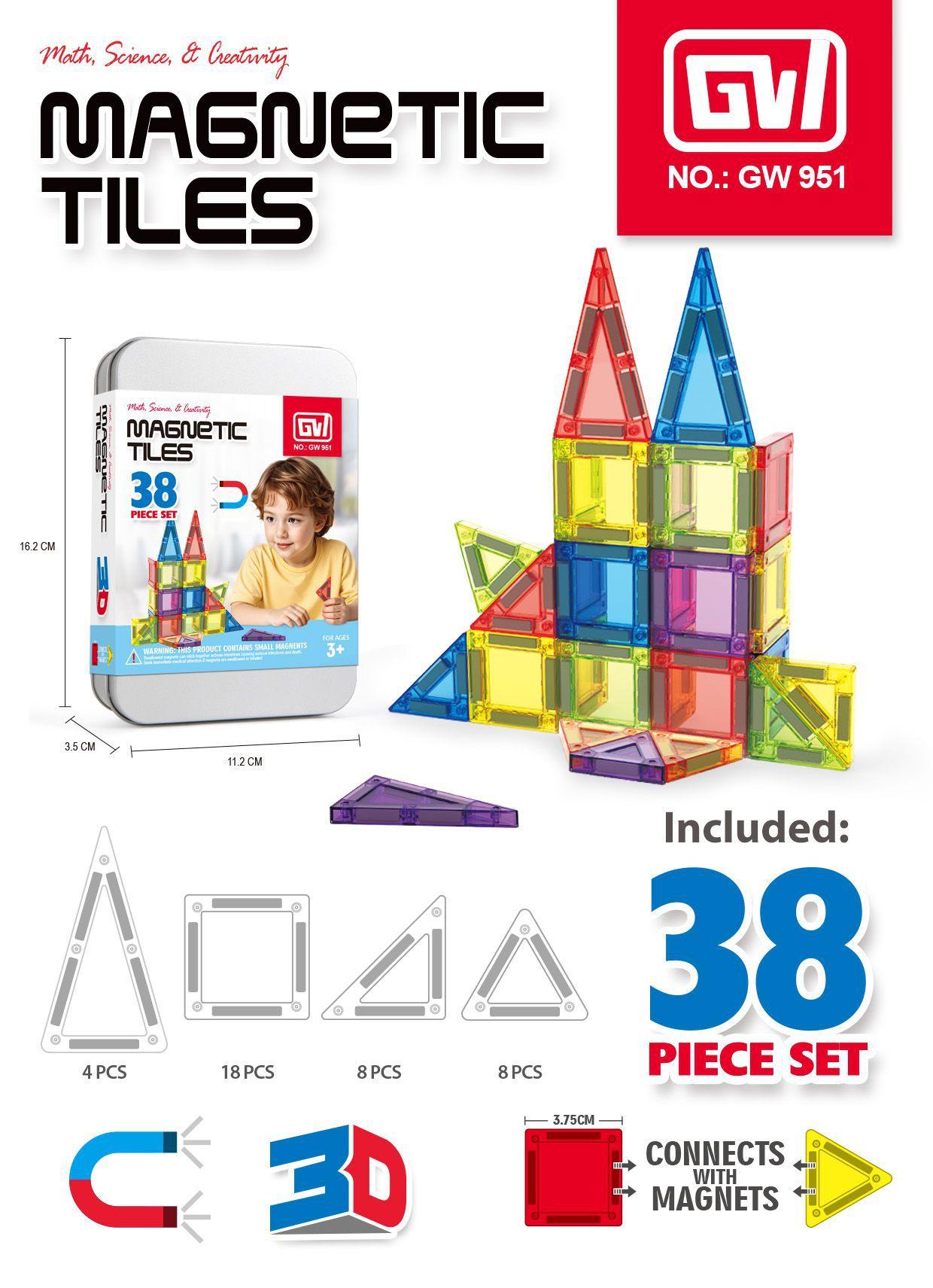 3.75cm Magnetic Color Window Tiles, Pocket Mini Portable Travel Iron Box Set, Educational Toy, Holiday Gift, Easter, Kids' Day, Christmas