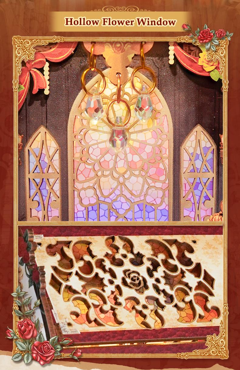 Tonecheer DIY Book Nook Kit for Adults 3D Wooden Puzzle Bookend Miniature House Kit with Dust Cover and LED Lights Gifts for Bookshelf Insert Decor - Dress Up Dolls Anime Artificial (Beast‌ and Beauty)