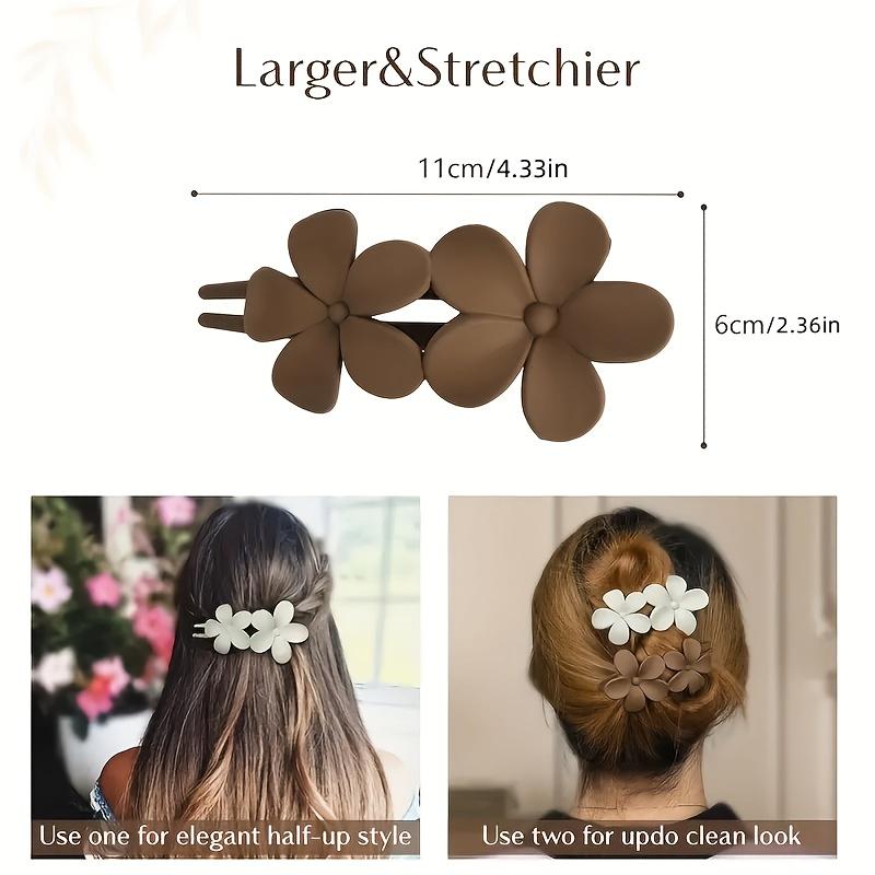 4pcs French-Style/Bohemian Flower hair clips - Non-Slip Matte Hairpins with Black Blooms, Elegant Bun Accessories for Women &,, Wedding, Party Hairstyles (French nomenclature)