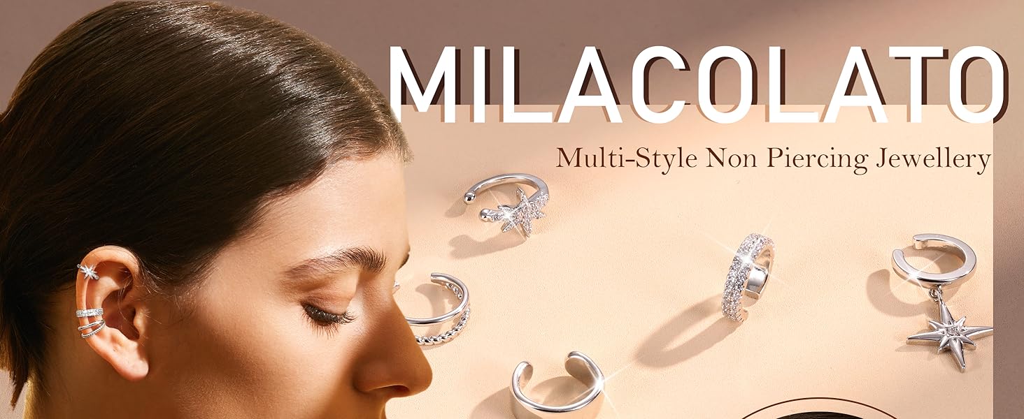 3Pcs Ear Cuff No Piercing for Women Gold Ear Cuff Earrings Silver Clip on Hoop Earring Adjustable Cartilage Helix Earring Hypoallergenic Fake Piercings Earrings Stack for Sensitive Ear