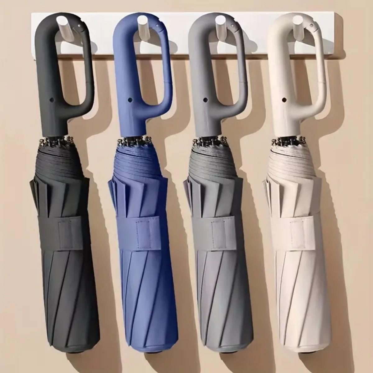 Automatic Folding Umbrella 1 Count 60pcs Portable Rain Umbrella with Loop Buckle Windproof Waterproof for Men Women