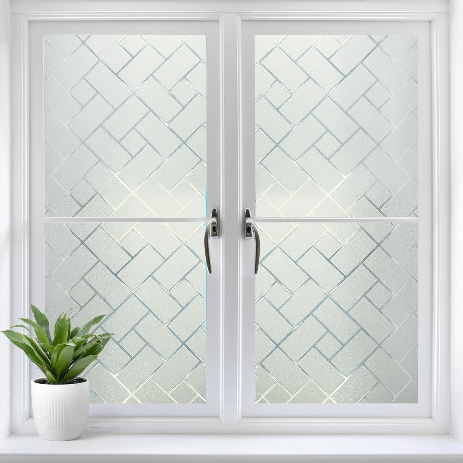 Privacy Window Film Roll, Frosted Glass Static Adhesive, No Glue Tile ...