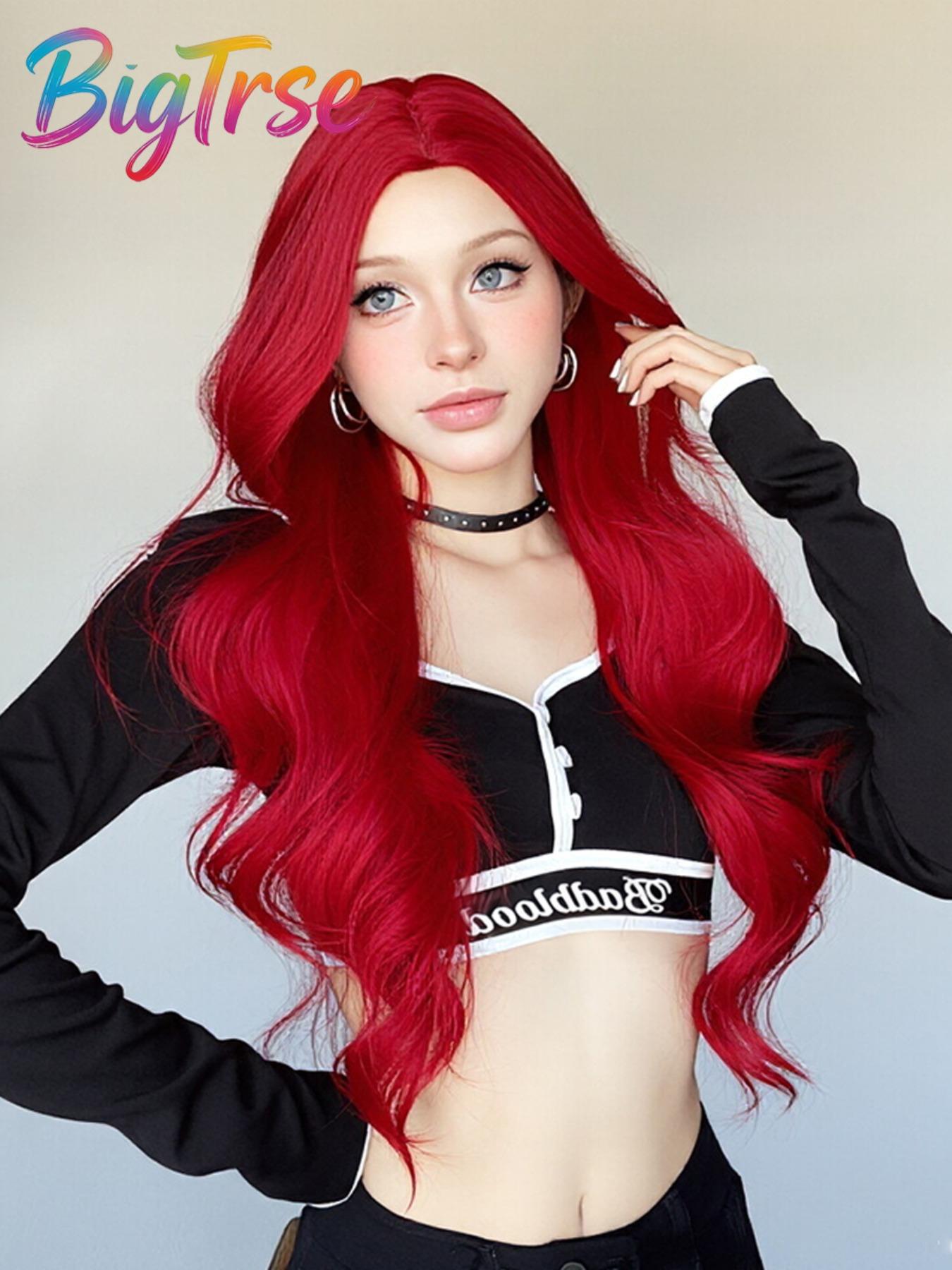 Bigtrse Women's 26-Inch Wavy Synthetic Wig, Platinum, Heat-Resistant Fiber, Natural Hairline, Perfect for Halloween, Parties, Daily Wear