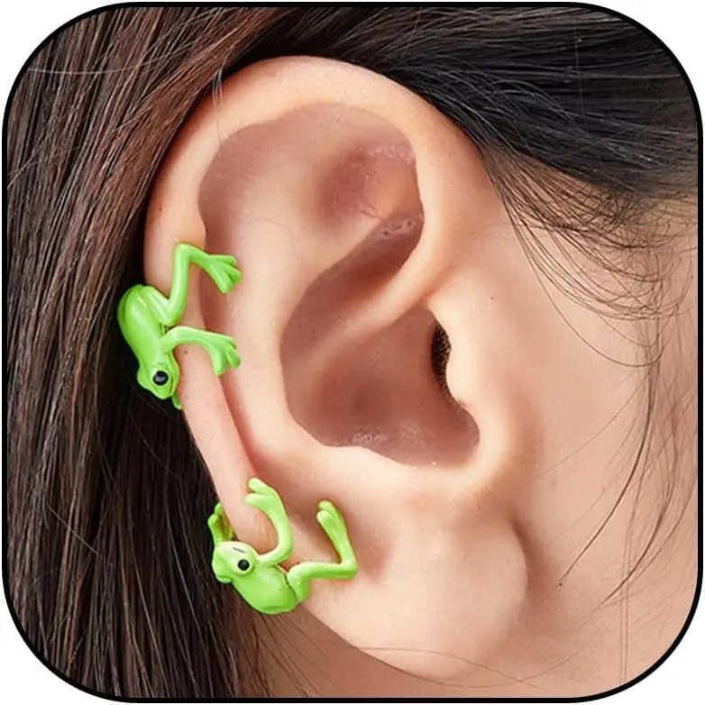 Cute Frog Earrings for Women Fun Animal Jewelry Unique Gifts Non Piercing Ear Cuffs Cool Stuff