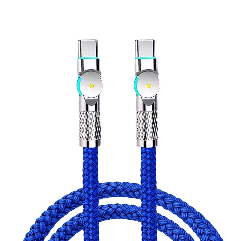 240w Data Cable Extended Dual Type-C, 180° Rotating Head, Braided Material Charging Line for iPhone 17/16/15 Series, Huawei Honor Xiaomi