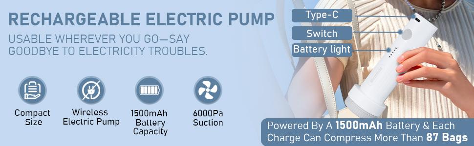 Cordless Travel Vacuum Storage Compression Bag Set ，bolsas para comprimir-27-Pack in 3 Sizes 140L/Min USB Rechargeable Handheld Pump for Clothes & Packing Perfect for Carry-On Suitcases