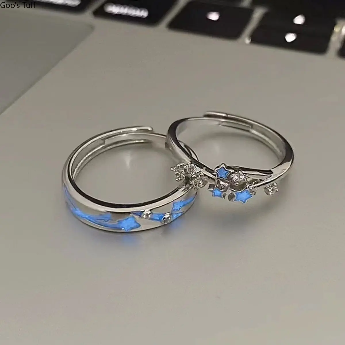 Ring Couple Rings Meteor‑Shower Glow‑In‑The‑Dark Niche‑Luxury Open‑Adjustable Unisex Matching Couple Ring Finger Jewelry for Daily Wear Date Night Anniversary Occasions