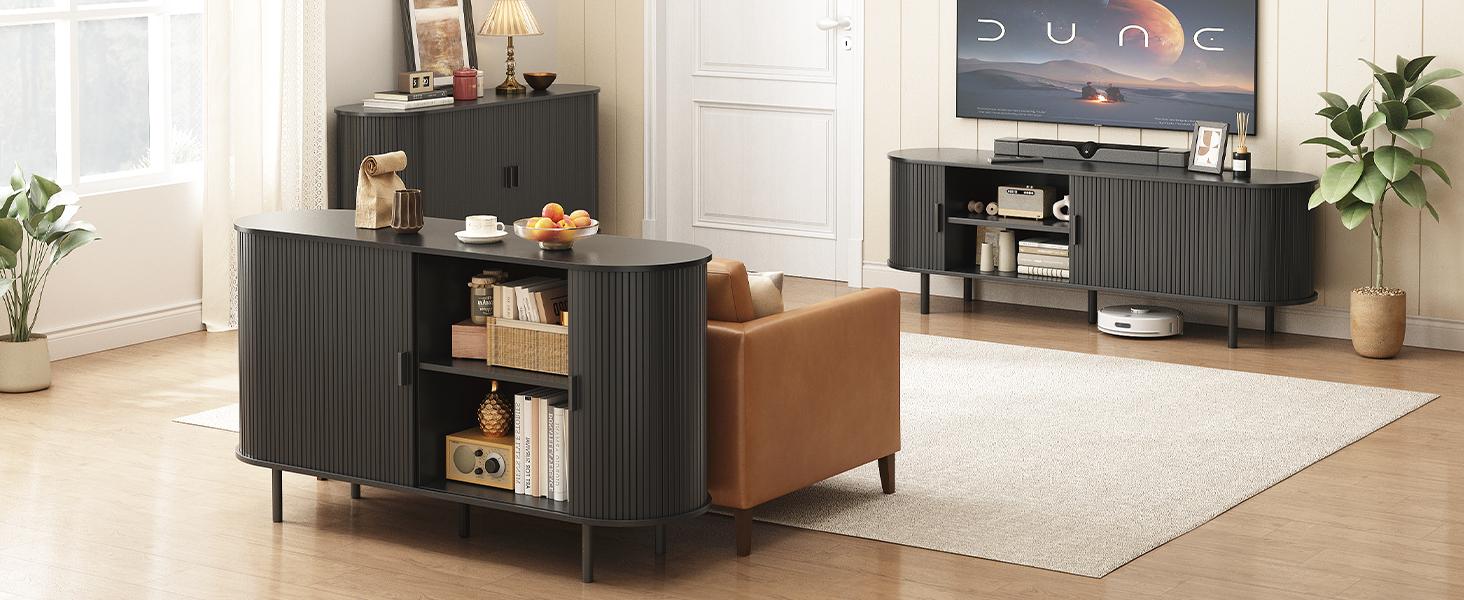【SPOTLIGHT DAY】ONBRILL 40/55'' Fluted Sideboard Storage Cabinet With Doors And Shelves - Credenza Storage Cabinet For Office, Bedroom Storage Cabinet, Hallway Storage Cabinet, Console Storage Cabinet 【SPOTLIGHT DAY】ONBRILL 40/55'' Fluted Sideboard Storage Cabinet With Doors And Shelves - Credenza Storage Cabinet For Office, Bedroom Storage Cabinet, Hallway Storage Cabinet, Console Storage Cabinet