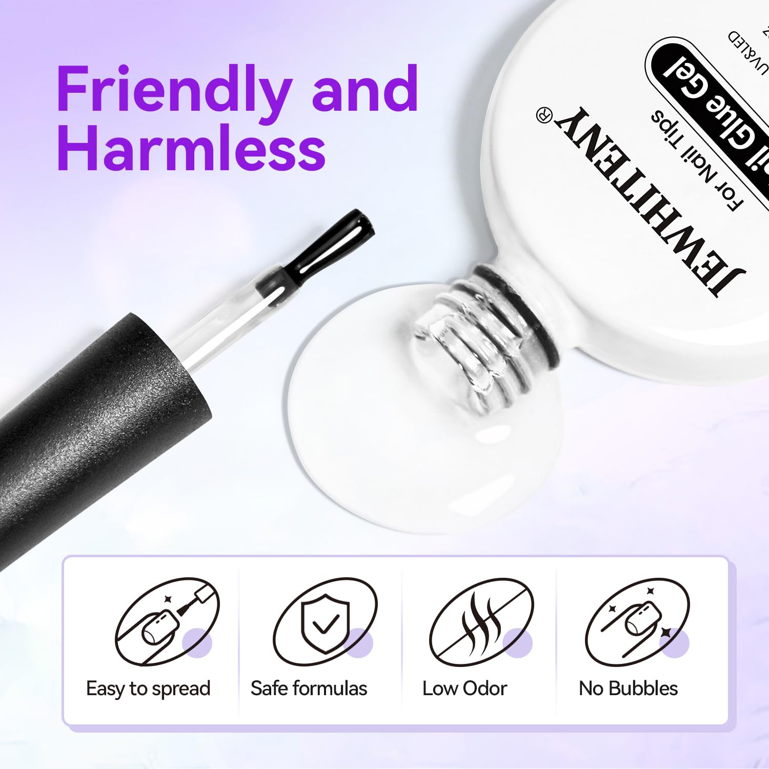 JEWHITENY 2pcs 10ML Nail Glue Gel for Nail Tips Nail Gel Glue for False Nails Tips and Clear Press on Nails Gel Nail Glue Long Lasting Need U V Light Cured