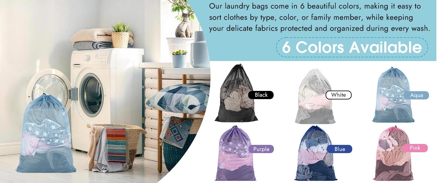 2 Pack Mesh Laundry Bags, 23 x 34 Inches Heavy Duty Mesh Laundry Bag, Large Laundry Drawstring Bag for College, Dorm, Travel, Family and Apartment Dwellers, Black