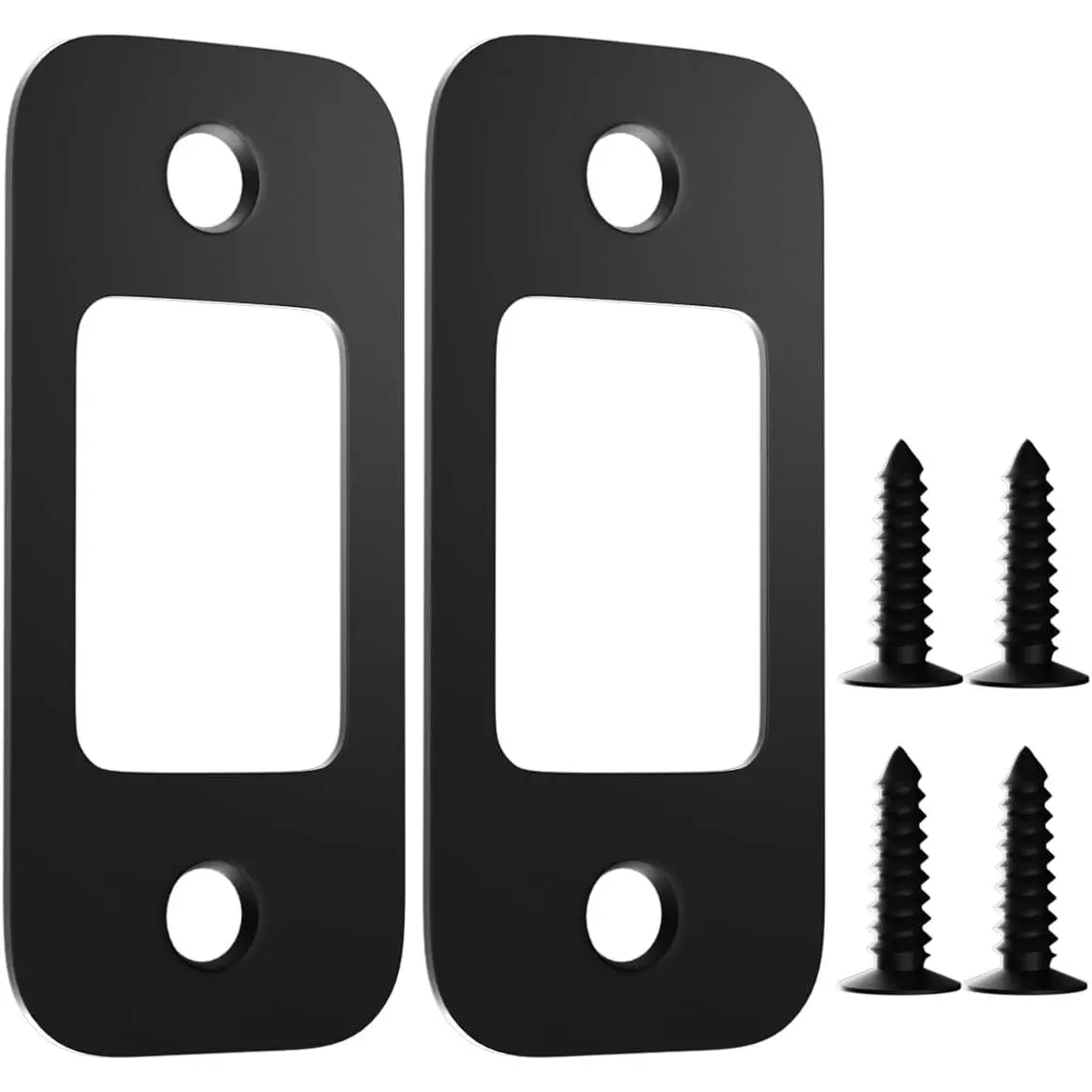 2Pack Deadbolt Strike Plate Door Backplate, 1" x 2 1/4" Matte Black | Round Corner Deadbolt Strike Plate, Door Strike Plate