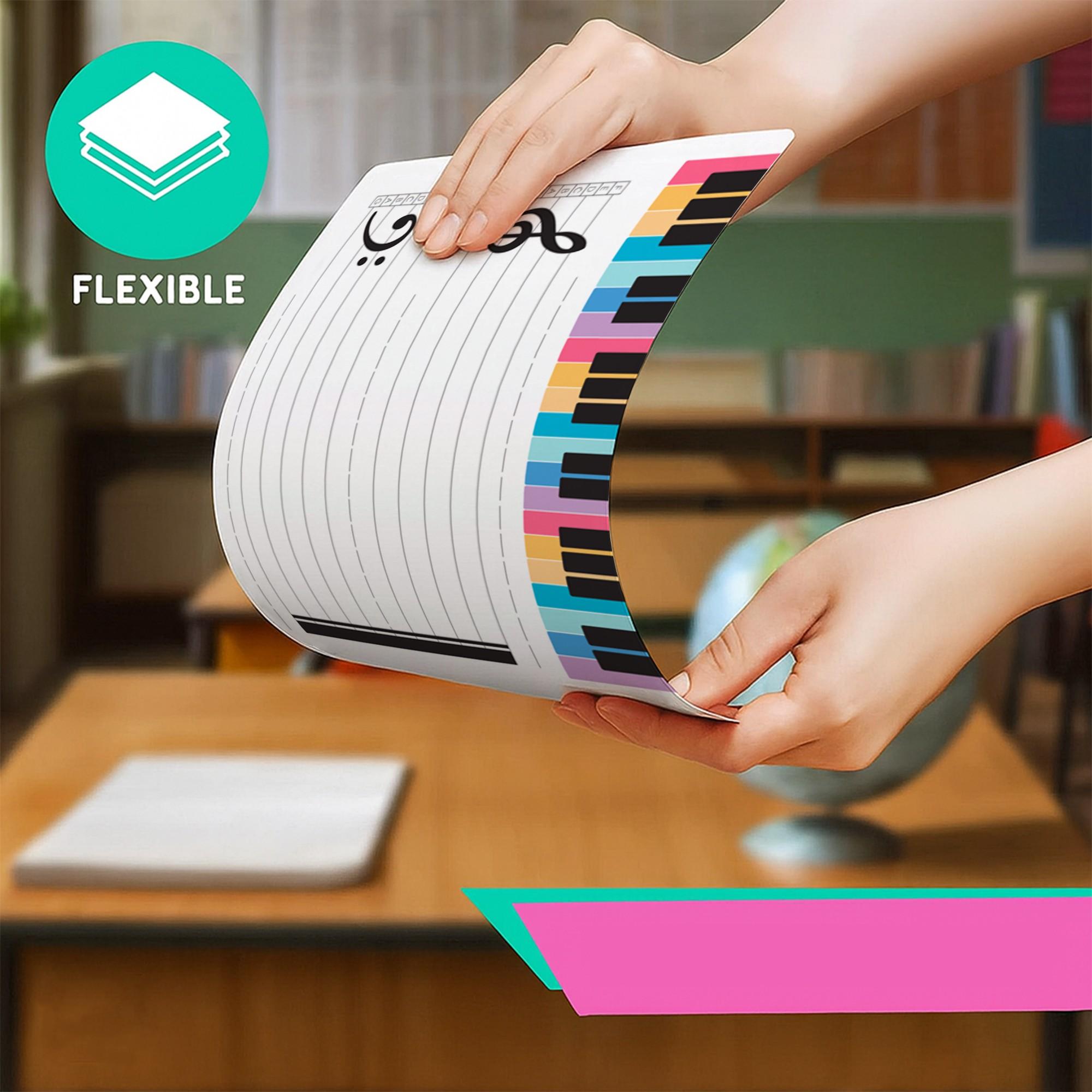 【Mum-Approved School Kit	】20-Piece Classroom Set, Soft Dual-Sided Music Staff Dry Erase Board, Smooth Surface, Reusable, Ideal for Music Composition, 28.5x21cm