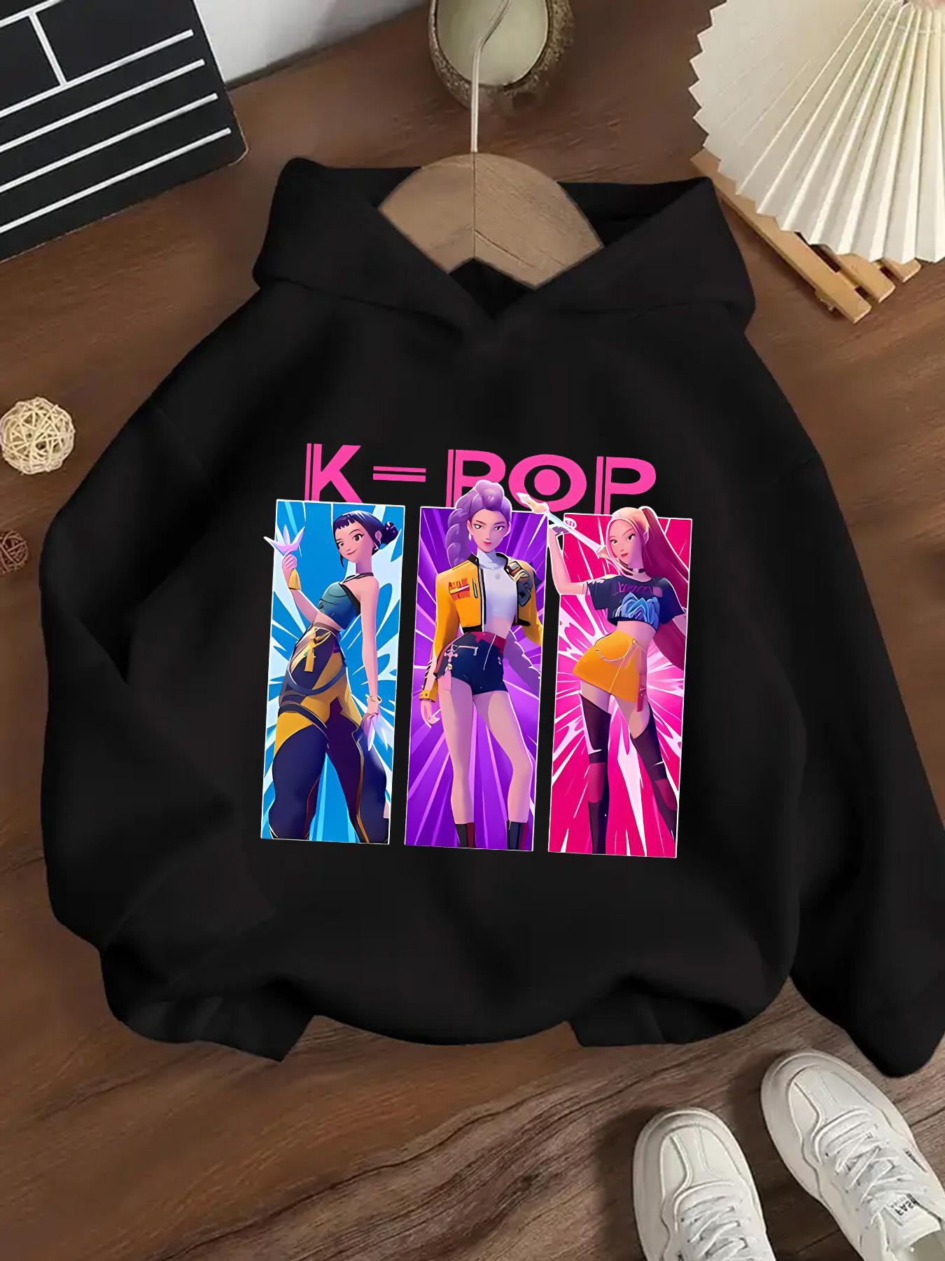 Girls' Kpop Falcon Girl Group Hoodie, Long Sleeve Casual Fitted Sweatshirt, Graphic Hoodies, Spring & Fall Fashion, Comfortable Graphic Print Pullover