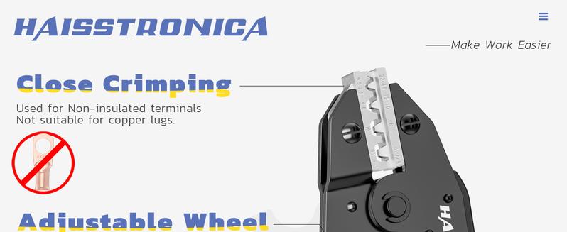 haisstronica Crimping Tool for Non-Insulated Terminal,AWG 22-6 Ratchet Wire Crimper Tool,Wire Terminal Crimper HS-7327,Father's Day Gift
