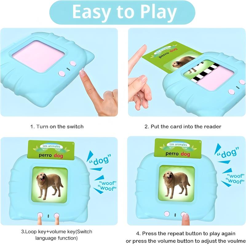 KIDGENIUS Bilingual English & Spanish Talking Flash Cards for Toddlers - 224 Sight Words Interactive Educational Toy for Kids Ages 1-8 - Perfect for Children’s Day & Summer Holidays