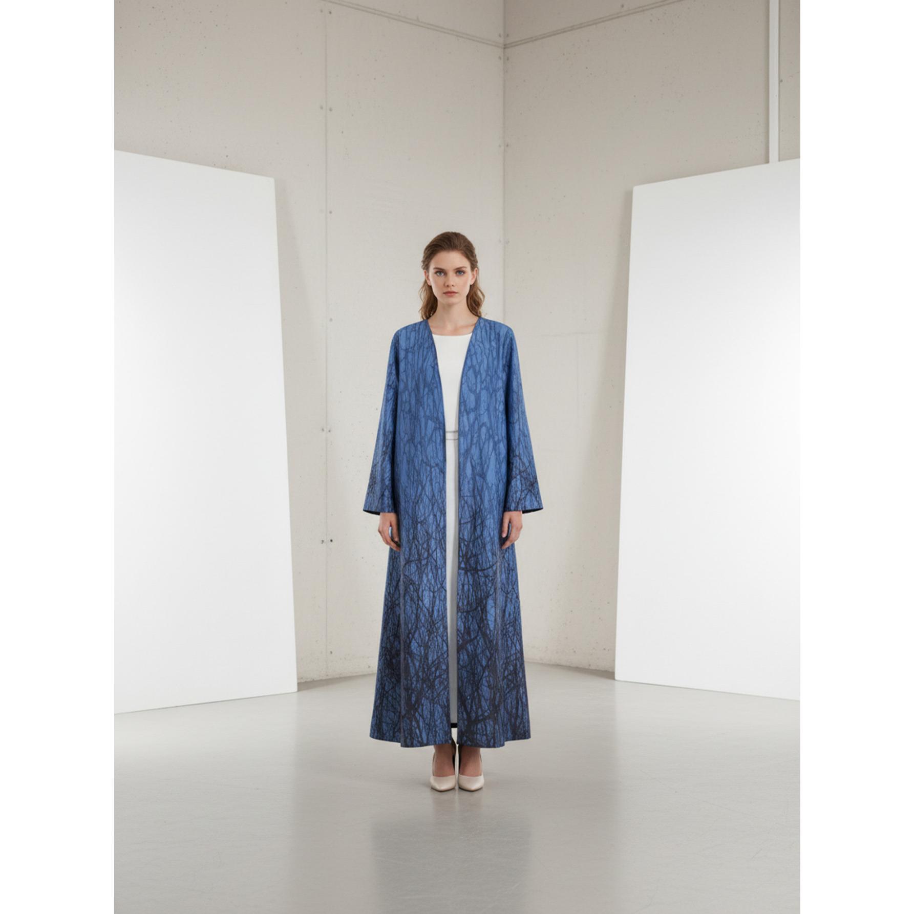 Midnight Forest Print Open Abaya Artistic Blue Kimono Cardigan | One Size Fits Most S-2XL | Perfect for Beach Resort, Art Gallery & Summer Evenings Midnight Forest Print Open Abaya Artistic Blue Kimono Cardigan | One Size Fits Most S-2XL | Perfect for Beach Resort, Art Gallery & Summer Evenings