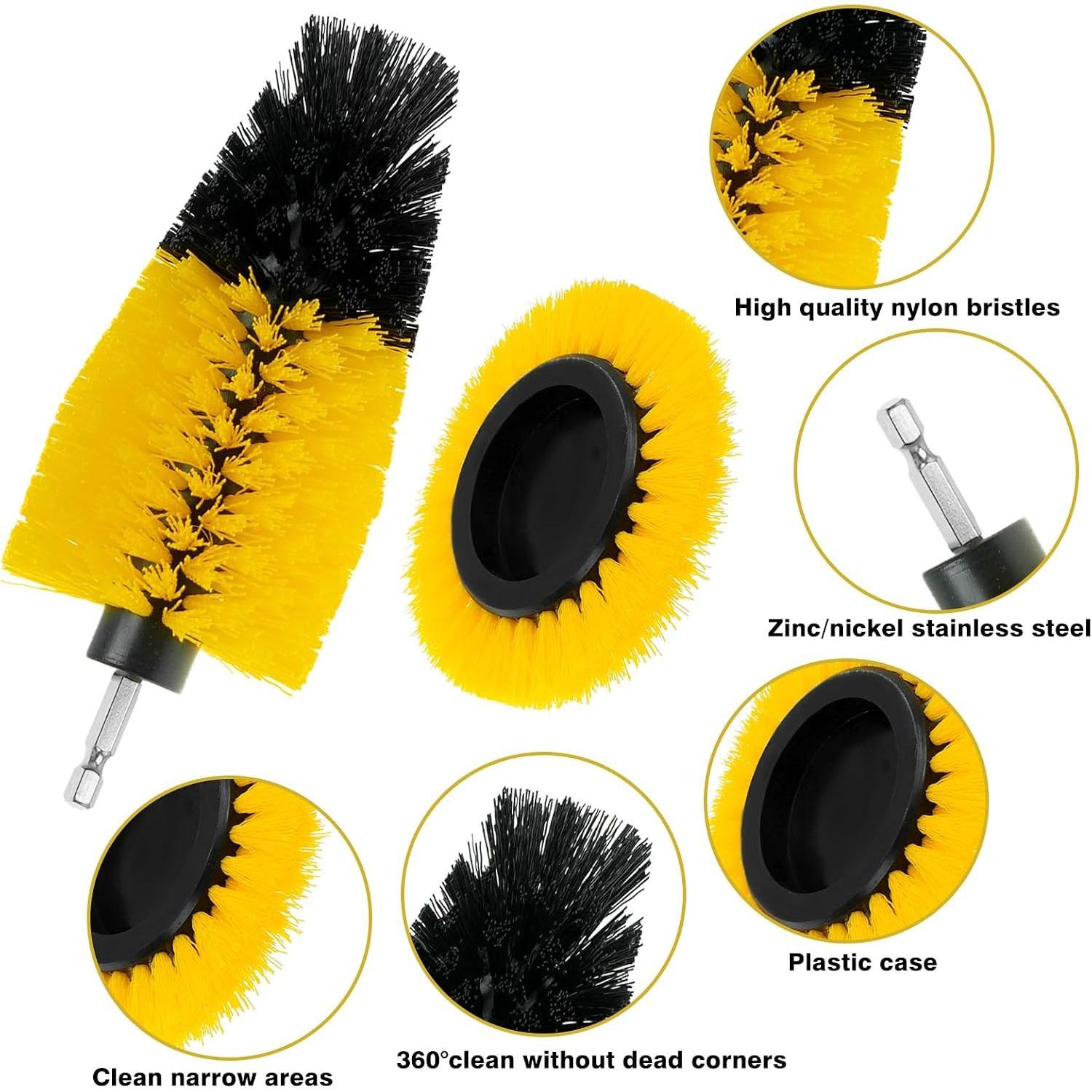 8 count Drill Brush Attachment Set - Power Scrub Brush Kit | Brush Drill with Extend Long Attachmen -  Purpose Household Cleaning Brushes for , Grout, Floor, Tub, Bathroom