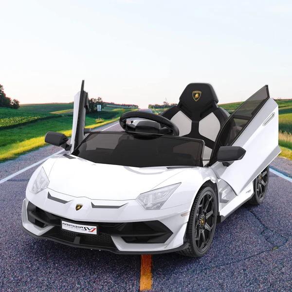 GARVEE 12V Licensed Lamborghini Electric Ride-On Car for Kids with Remote Control, 2 Speeds, Sound System, LED Headlights, Hydraulic Doors, Available in Five Colors