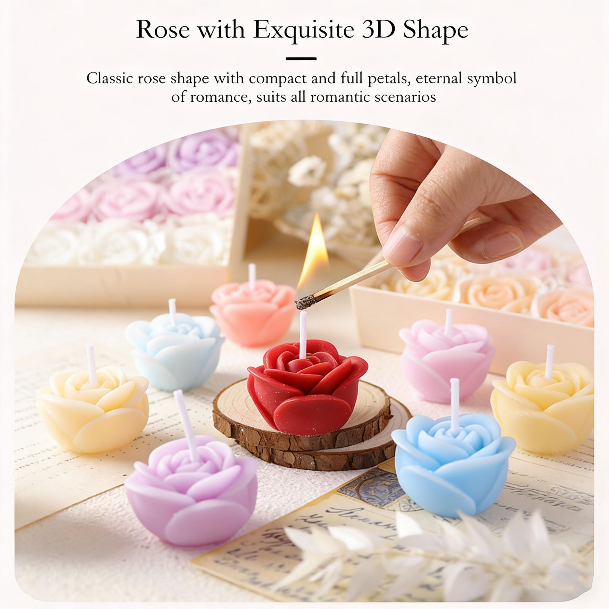9 Pcs Rose Aromatherapy Candles Gift Box, Romantic Scents for Bedroom, Party, Spa, Home Relaxation, Wedding Decor, Holiday Gifts