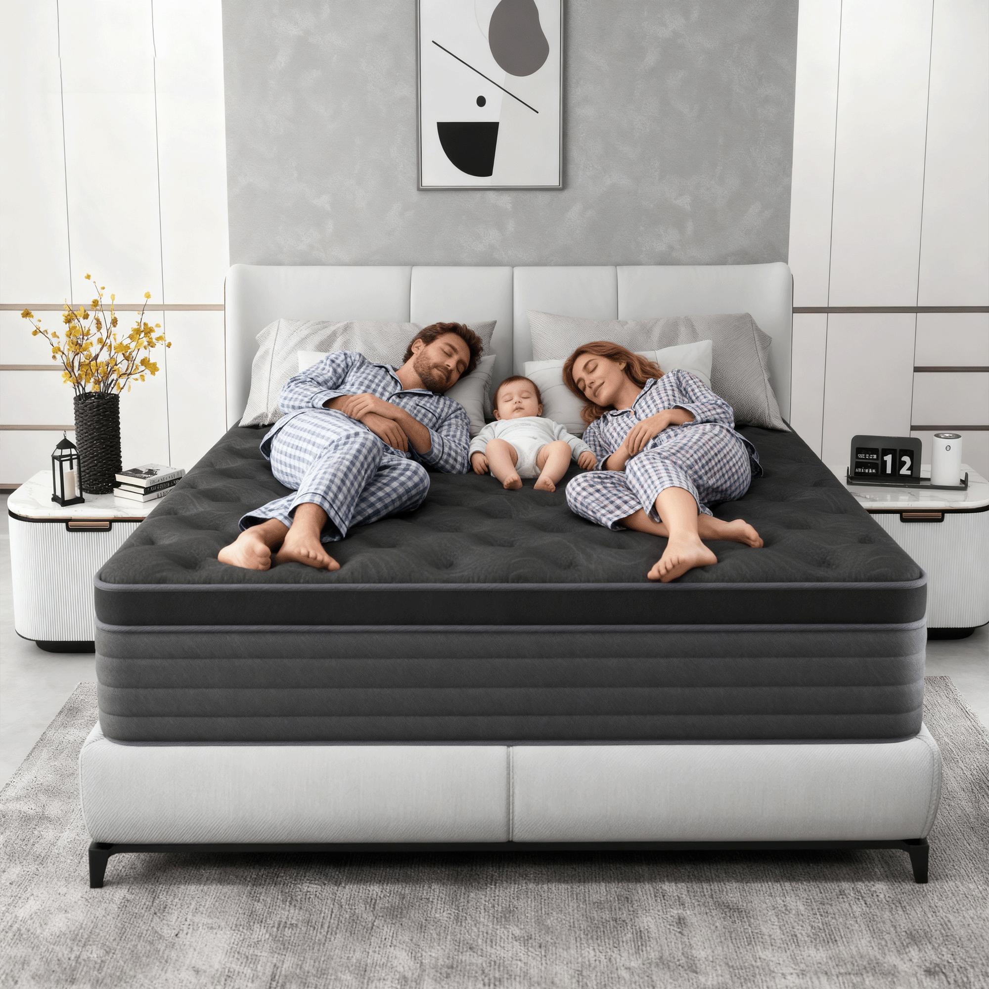 full size mattress 12-inch/14-inch black Mattress, colchones para cama Memory Foam, Pocketed Springs, Suitable for Homes and Hotels, Delivers a Comfortable and Supportive Sleeping Experience.Twin\King queen size mattress memory foam mattress