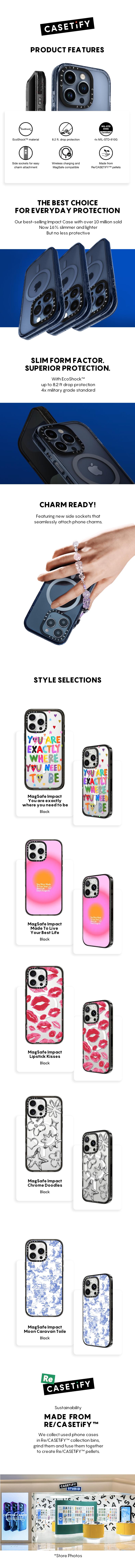 CASETiFY MagSafe Impact Case for iPhone 16/15/14 Series [4X Military Grade Drop Tested / 8.2ft Drop Protection / Compatible with Magsafe] - Black（2）