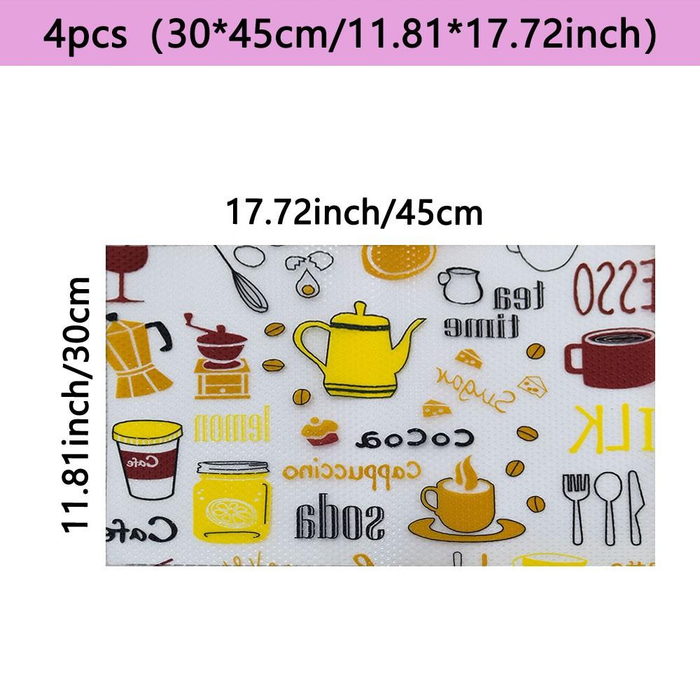 4pcs Shelf Liner, Multifunctional Drawer Liner, Cute Cartoon Printing, Non-Adhesive, Waterproof, Oil-Proof, for Wardrobe, Shoe Rack, Cabinet, Home Decor