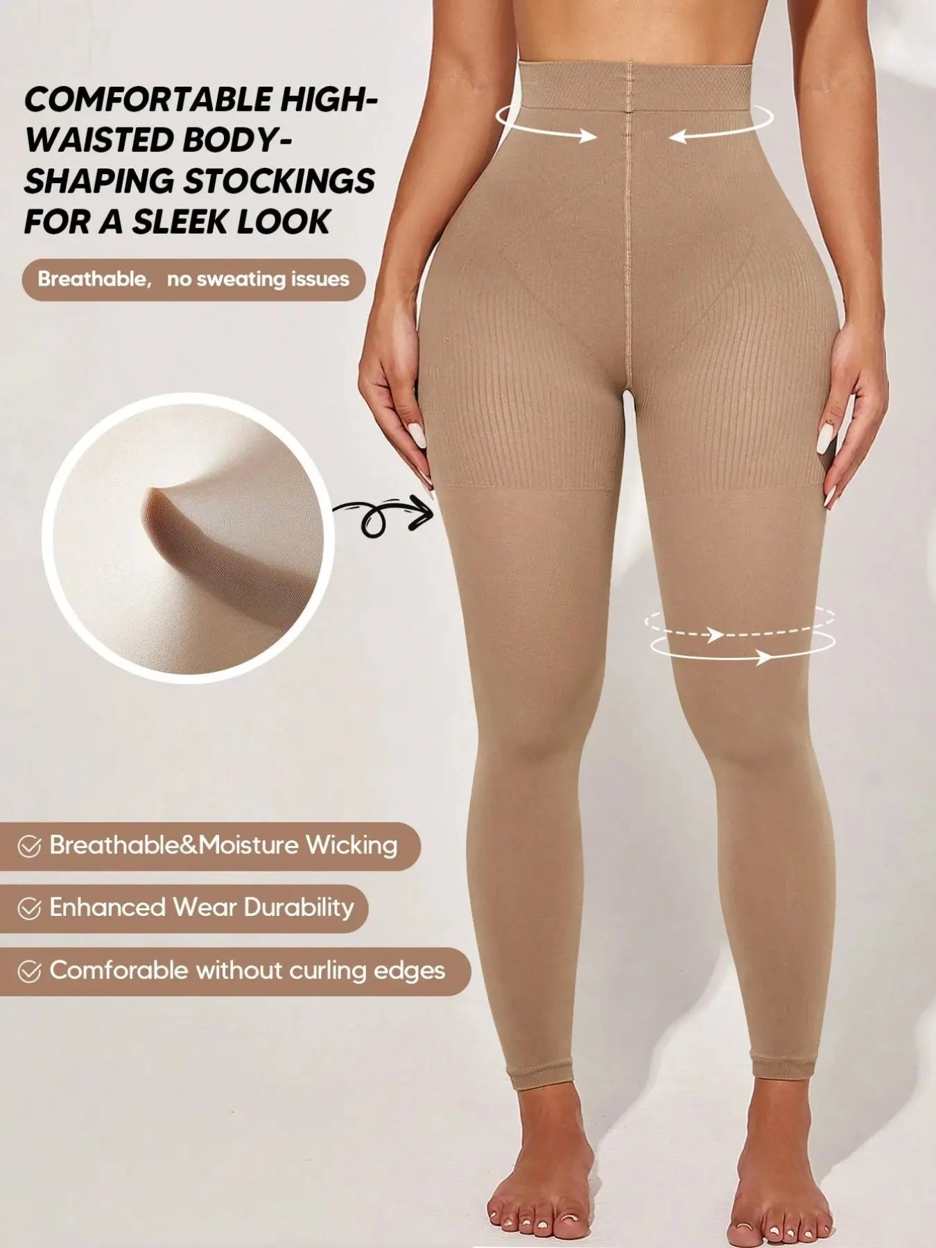 Women's Seamless High Waist Shapewear Pantyhose, Compression Leggings, Butt Lifter, Flat Belly, Slim Legs, Yoga, Fitness, Daily Wear