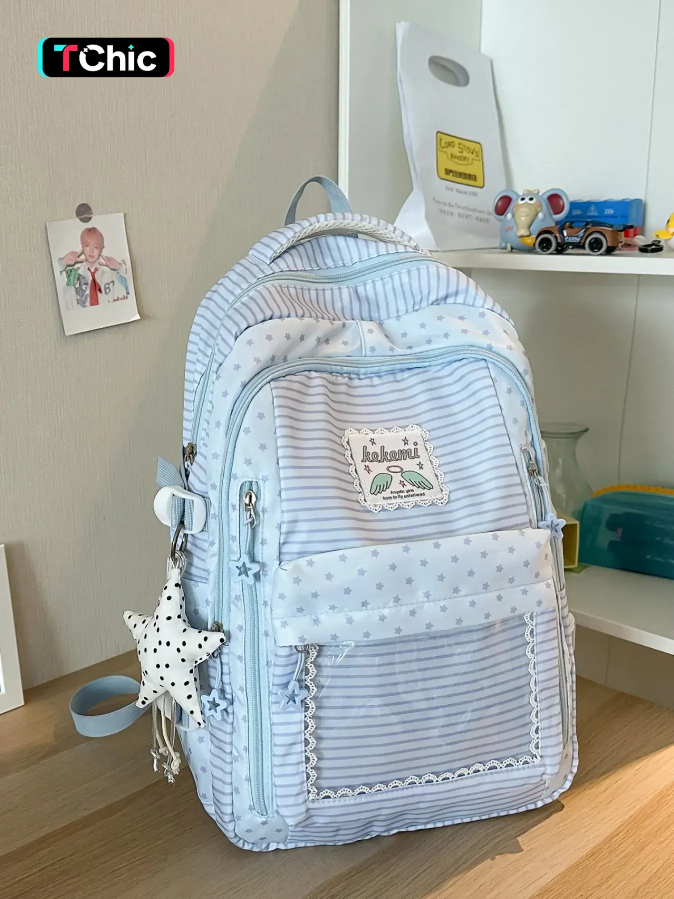 Large Capacity Layered Polka Dot Backpack, Wide Comfortable Shoulder Straps, Durable Lightweight School Bag for Middle School Students