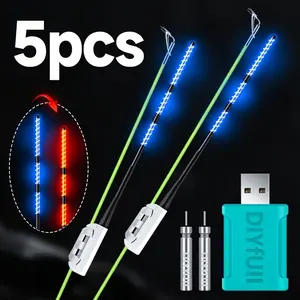 5-Piece Fishing Signal Indicator Set (2 Lights + 2 Batteries + 1 Charger), Day & Night Use, Light When Fish Bite Bait