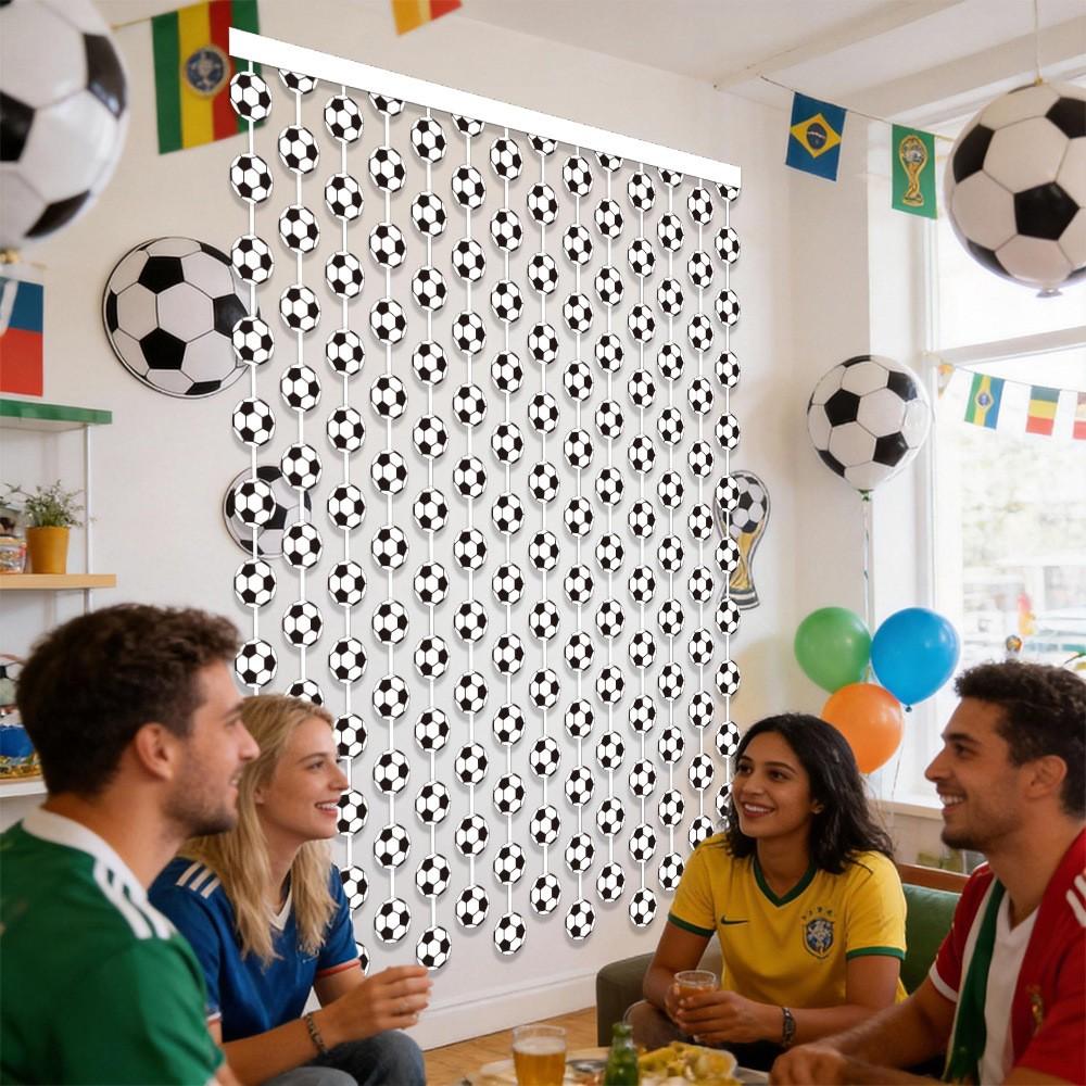2 Meter Football Rain Curtain, World Cup Theme Party Decoration, DIY Background String Curtain Door Curtain, Usa Mexico Soccer Decor