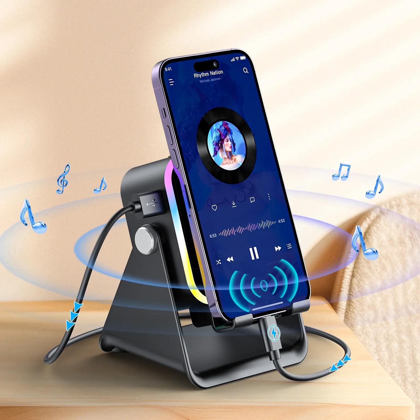 Wireless Bluetooth-compatible Audio Speaker Stand, 360° Adjustable Phone Tablet Holder, Colorful Ambient Light, Unisex Gift, Perfect for Home & Office