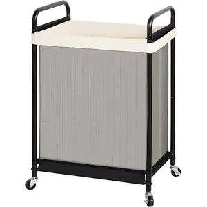 120L Large Laundry Hamper with Wheels, Rolling Laundry Basket Cart with Removable Canvas Liner Bag, Lockable Wheels, Frame, Dirty Clothes Hamper for Bedroom,, Laundry Room