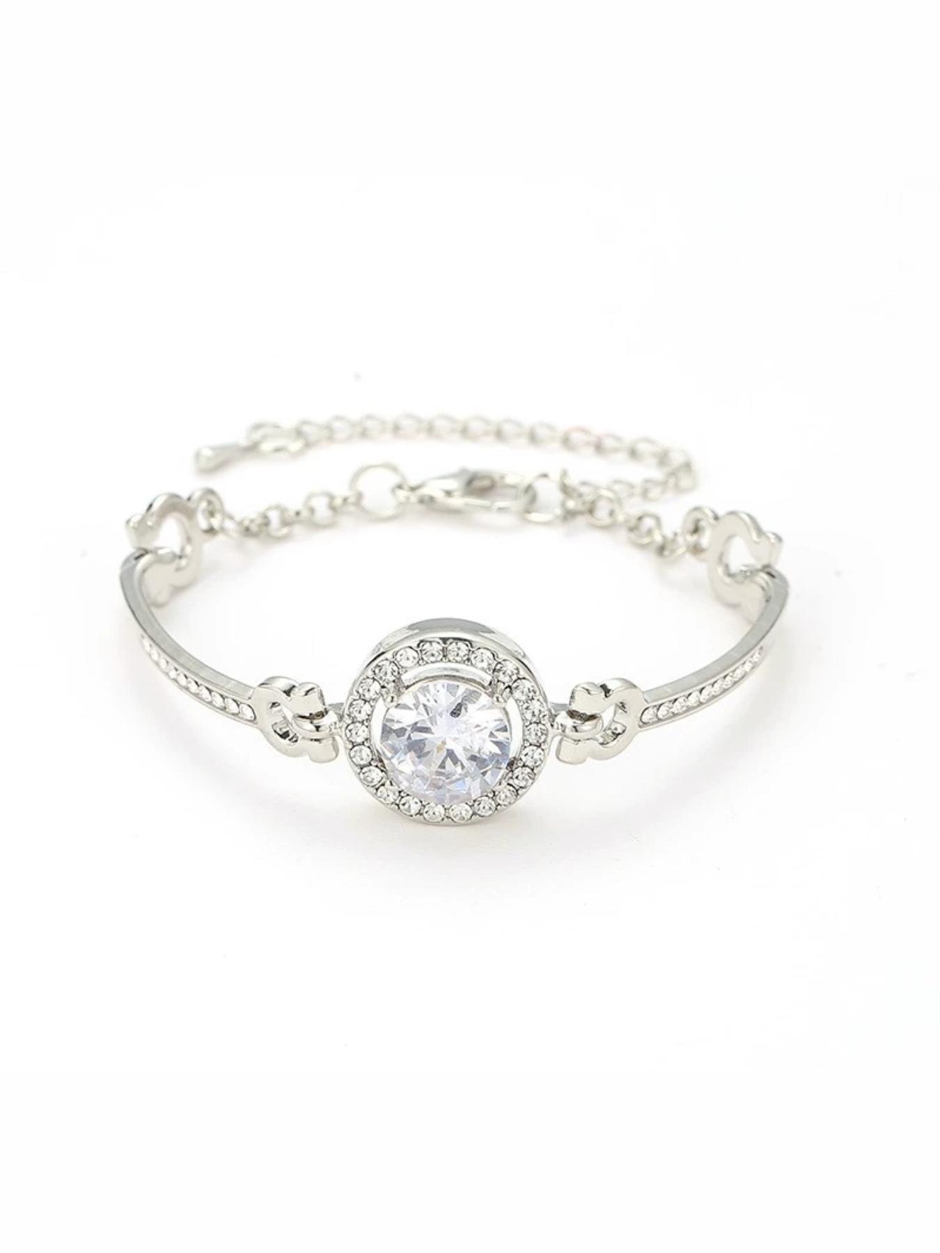 Luxury Full Diamond Round Bracelet, Vintage Luxury Style, Brighten Skin Tone, Commuter Versatile, Rose Gold/silver/, Office Wear Jewelry