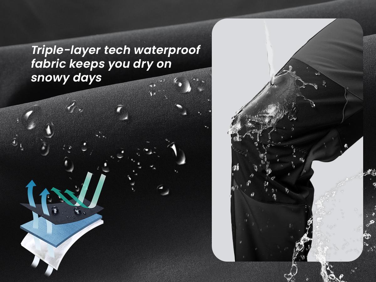 TBMPOY Men's Outdoor Snow Ski Water Resistant Fleece Lined Pants