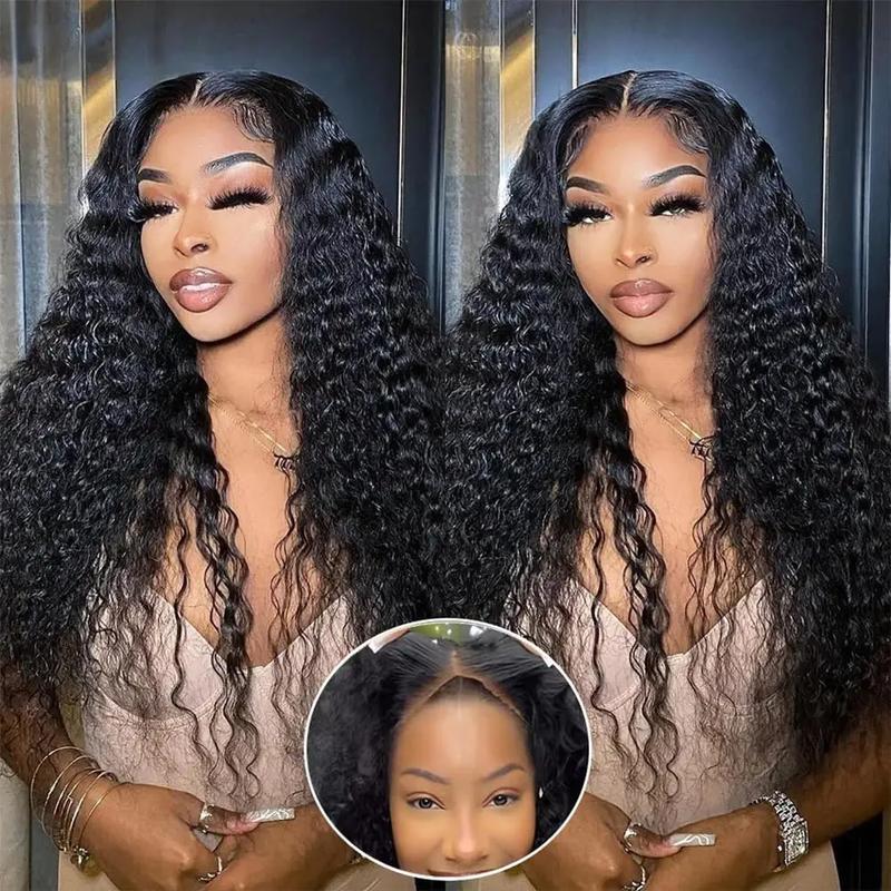 Bling Hair Easy To Wear Deep Wave 5x5 Lace Closure Wig with Pre Plucked Hairline Pre Cut Curly 6x4 Glueless Wigs Human Hair For Women