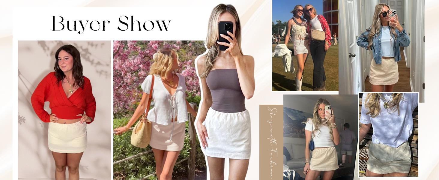 Molitree Womens Cotton Linen Skorts Casual Cute A-Line Mini Skirts with Ruffle Inner Waistband Athletic Shorts Activewear Molitree Womens Cotton Linen Skorts Casual Cute A-Line Mini Skirts with Ruffle Inner Waistband Athletic Shorts Activewear