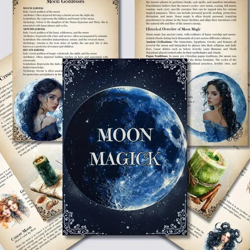 Witchcraft Practitioner Moon Magic Planner Book, Vintage Astrology Spellbook with Lunar Phase Tracker, Divination Rituals, A5 Notebook