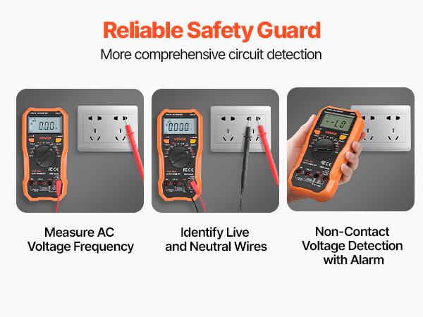 VEVOR Digital Multimeter, 6000-Count TRMS DC/AC Voltmeter Current Tester, Professional NCV Multimeter for Current Voltage Resistance Capacitance Duty-Cycle Tempetature Diodes Continuity Live Wire Test VEVOR Digital Multimeter, 6000-Count TRMS DC/AC Voltmeter Current Tester, Professional NCV Multimeter for Current Voltage Resistance Capacitance Duty-Cycle Tempetature Diodes Continuity Live Wire Test