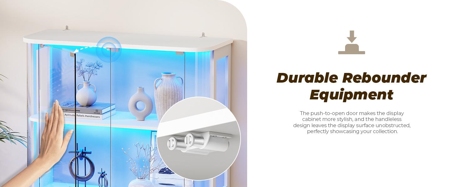 MIIFUNY Large Rounded Display Cabinet with Glass Door, 4-Tier Curio Cabinet with 3 Color Lights for Collectibles, Figures, Glass Display Case with Transparent Full-Display Surface, Human Body Sensor, White MIIFUNY Large Rounded Display Cabinet with Glass Door, 4-Tier Curio Cabinet with 3 Color Lights for Collectibles, Figures, Glass Display Case with Transparent Full-Display Surface, Human Body Sensor, White