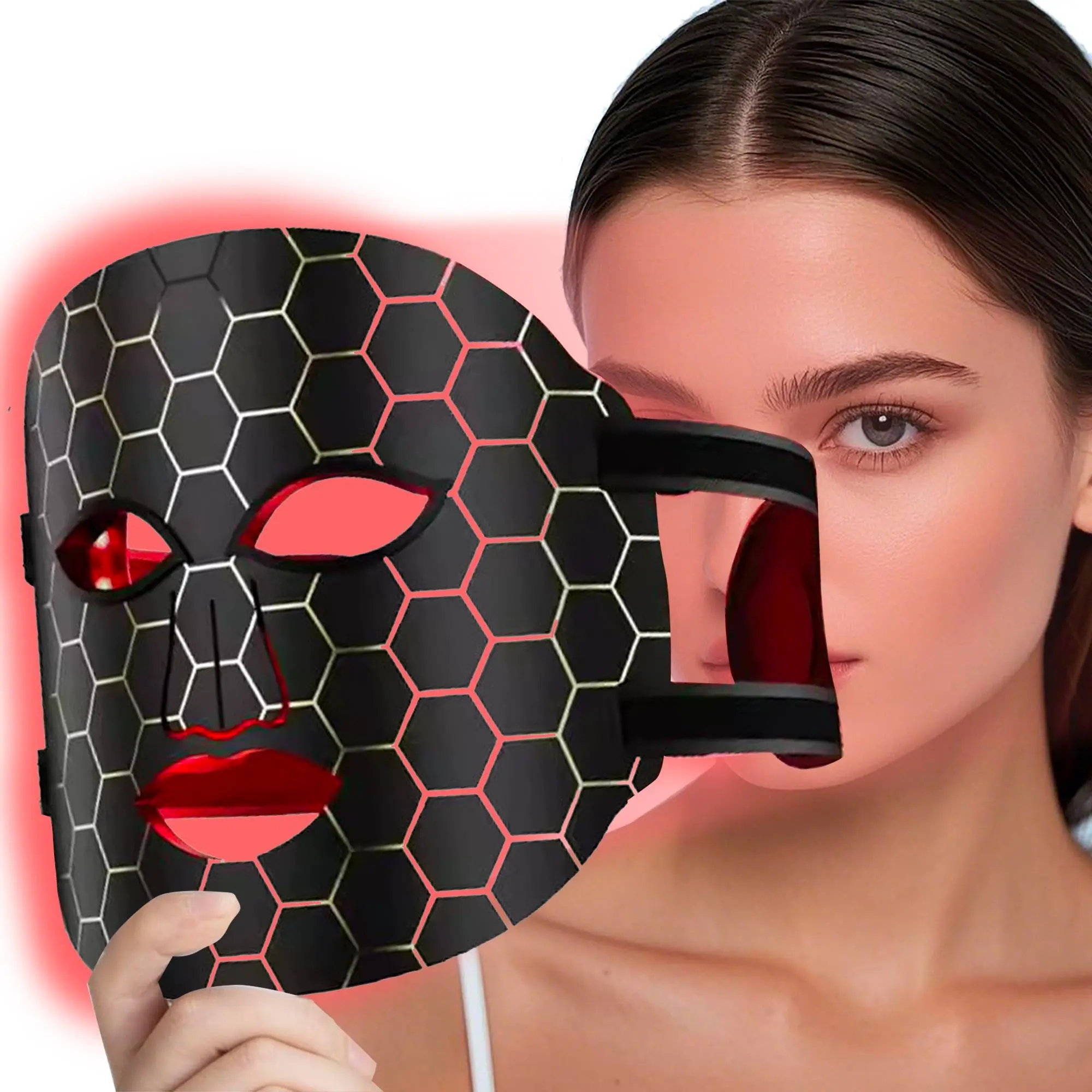 LED Silicone Light Facial Mask, Cordless Beauty Mask, Comfort Silicone Red Light LED Face Mask, Rechargeable Silicone LED Skin Care Mask, LED Photorejuvenation Mask, Personal Skincare Products For Women & Men