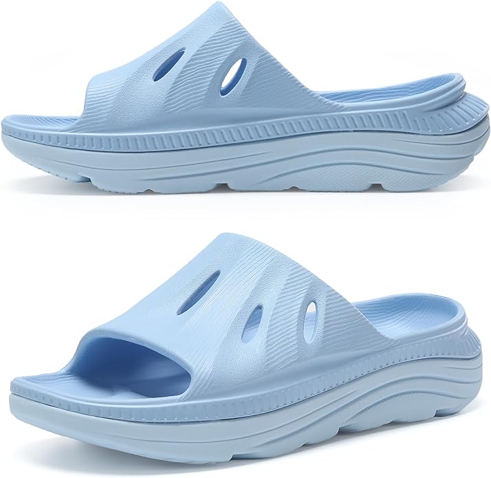 Womens Recovery Sandals Mens Comfortable Athletic Slides Thick Cushion Lightweight Plantar Fasciitis Sport Sliders of Indoor Outdoor,Arch Support Orthotic Open Toe Outdoorfun