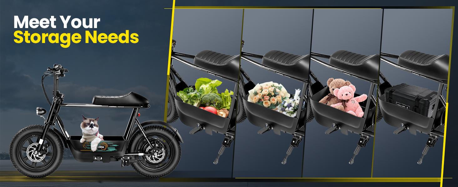 Caroma Peak 1200W Electric Scooter with Seat, 16" Fat Tire Electric Scooter for Adults & Teens, 30 Miles Ranges 20MPH Max Speed, Electric Motorcycle for Commuting with Basket