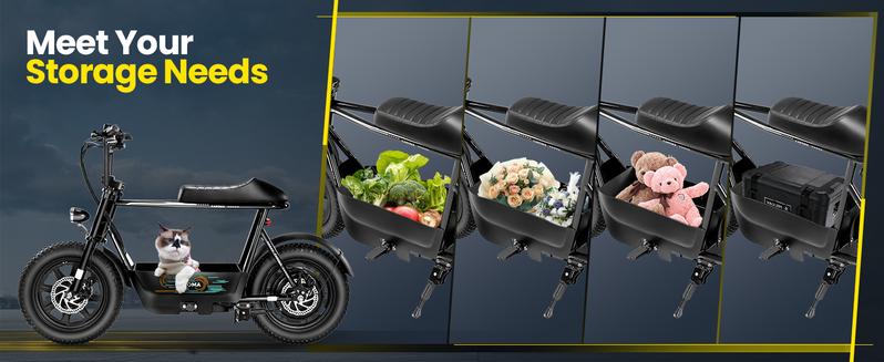 Caroma Peak 1200W Electric Scooter with Seat, 16" Fat Tire Electric Scooter for Adults & Teens, 30 Miles Ranges 20MPH Max Speed, Electric Motorcycle for Commuting with Basket