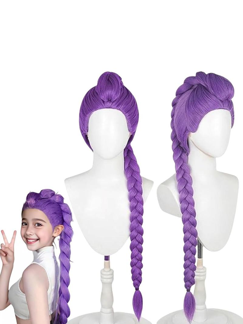 K-Pop Demon Hunter Inspired Cosplay Wig | Anime Style Long Hair Wig for Stage Performance, Dance Cover, Music Video Shoot, Halloween, Theme Party, Comic Event, Photoshoot | Heat Resistant Synthetic Hair