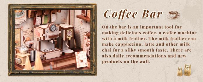 CUTEBEE DIY 3D Book Nook Kit Sunny Cafe – Miniature Wooden House with LED Light, Handmade Alley Bookshelf Decor for Adults | Holiday, Christmas and Black Friday Gift